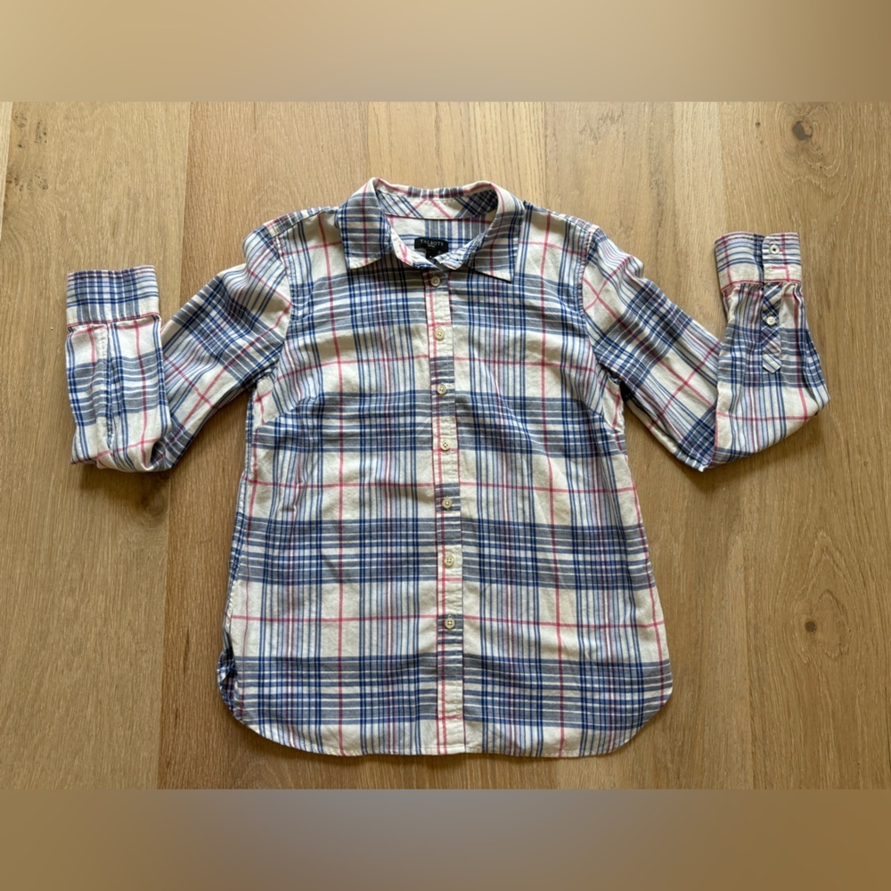 Talbots Plaid Button-Down Shirt in Blue, Cream & Pink